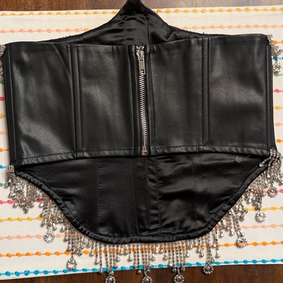 Nightclub Sexy Akira Underbust Corset With Elegant Jewel Fringe. Zip Back Size M - Picture 2 of 5
